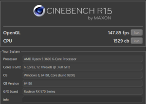 CINEBENCH Ryzen 5 3600 スコア