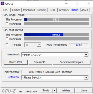 ドスパラ,GALLERIA XA7R-R36,CPUZ,Ryzen 7 3700X,ベンチマーク,,