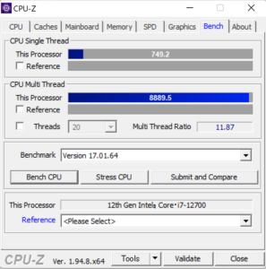 DAIV Z7,CPU,Core i7-12700,比較,性能,レビュー,ベンチマーク