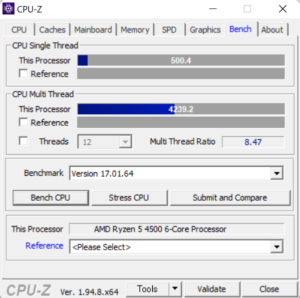 Ryzen 5 4500,CPU,性能,ベンチマーク,CPUZ