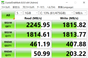 mouse,G-Tune P5-RT,マウスコンピューター,レビュー,ブログ,感想,開封,性能,ベンチマーク,SSD,転送速度,実測