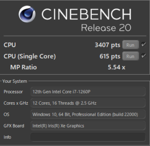 DAIV 4P,レビュー,CPU性能,Core i7-1165G7