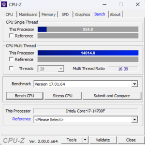 GALLERIA XA7C-R46,レビュー,感想,口コミ,評価,ブログ,ドスパラ,Core i7-14700F,ベンチマーク,性能